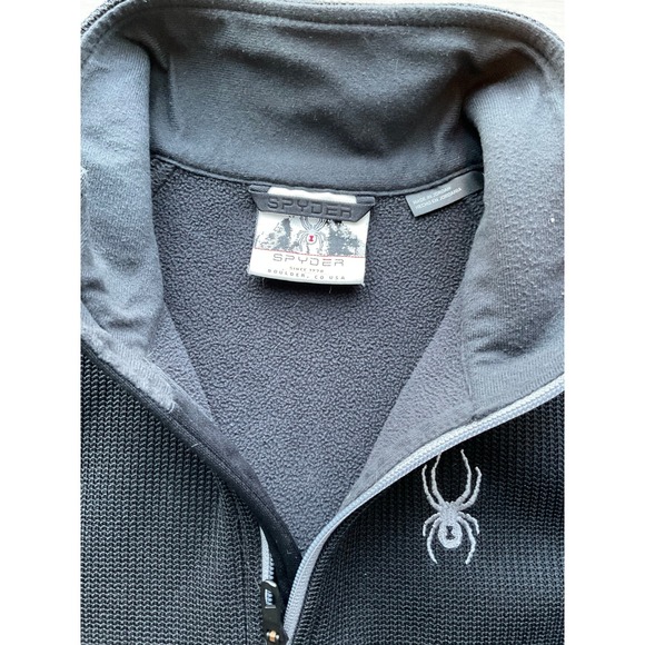 Spyder Mens Black 1/4 Zip Pullover Jacket Performance Fleece Size L - Picture 4 of 7
